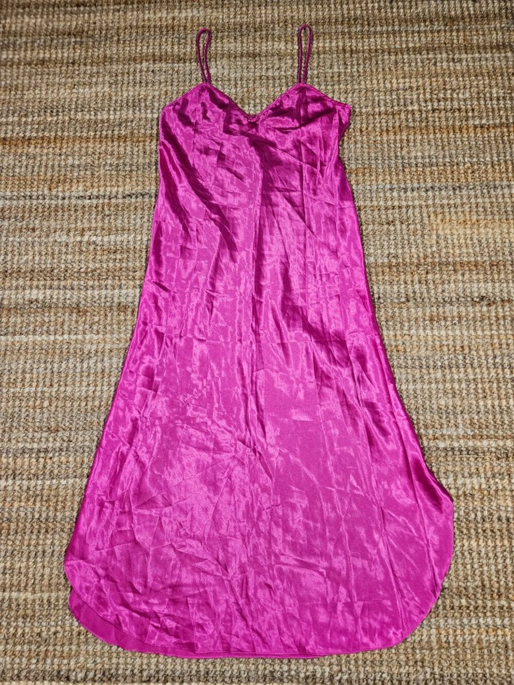 Christian Dior Lingerie Pink Satin Slip Dress Nightgown Chemise USA Vintage S